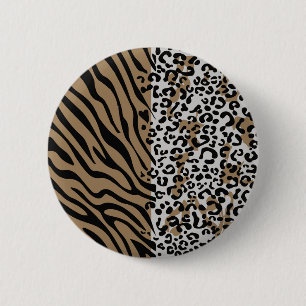 Botón de patrón de cebra de leopardo animal