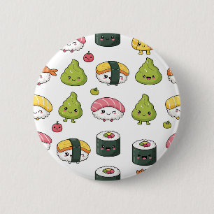 Botón de Patrón de Sushi Kawaii Adorable   Pin de 