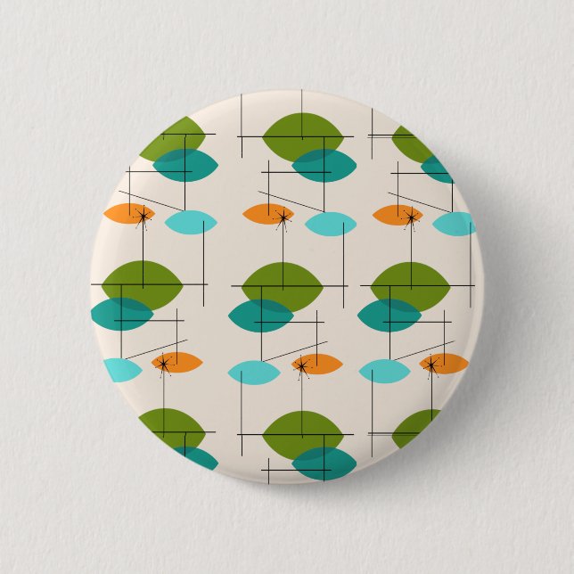 Botón de patrón móvil atómico retro (Anverso)