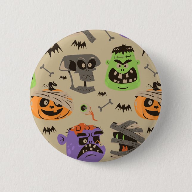 botón de patrón vintage de Halloween (Anverso)