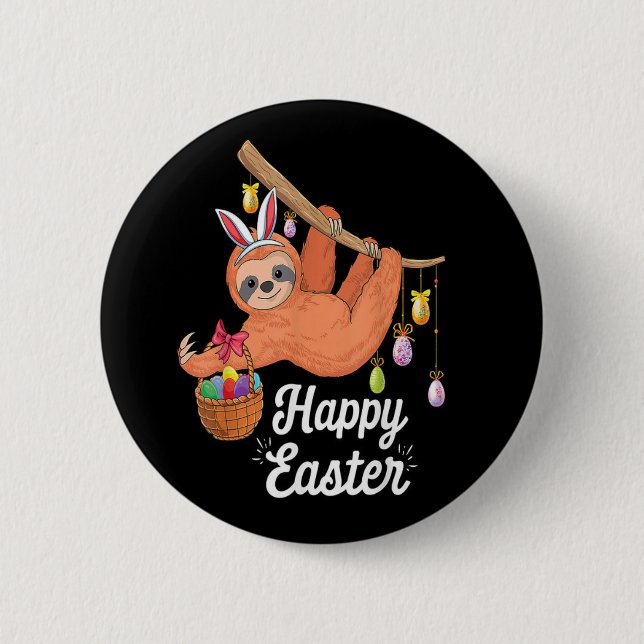 Botón de perezoso feliz de Pascua (Anverso)