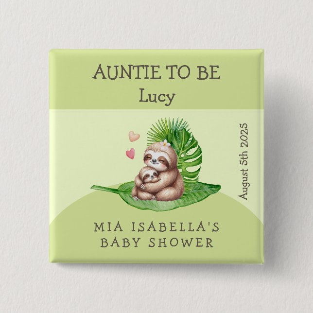 Botón de Personalizable Baby Shower para Mamá y Be (Anverso)