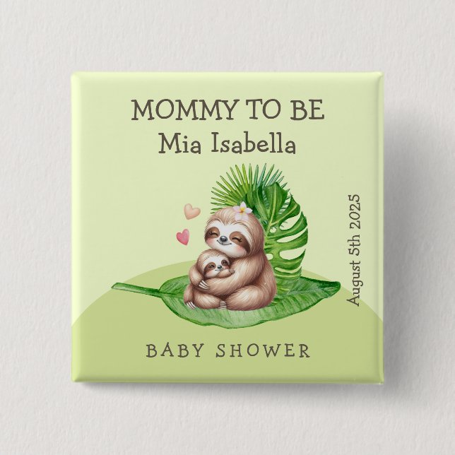 Botón de Personalizable Baby Shower para Mamá y Be (Anverso)