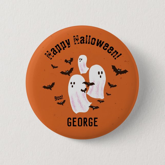 botón de Personalizado de Fantasma Halloween (Anverso)