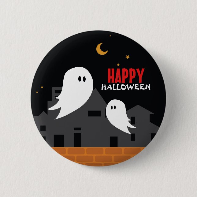 botón de personalizado de Halloween, ciudad fantas (Anverso)