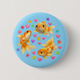 botón de pez dorado arcoíris kawaii lindo y2k