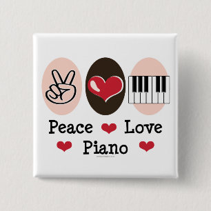 botón de piano de amor de paz