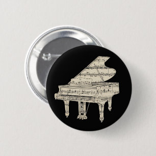 Botón de Piano de Cola y Notas Musicales