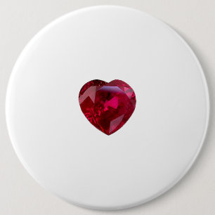 Botón de piedra preciosa roja corazón de rubí