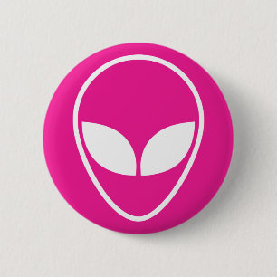 Botón de pin Alien rosa, geek