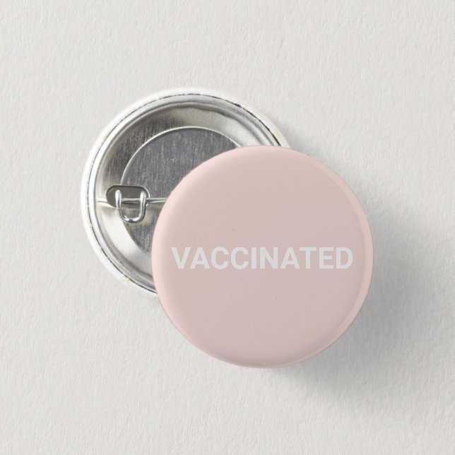 Botón de pin blanco rosado vacunado (Anverso y reverso)