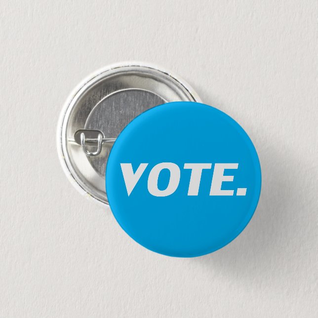 Botón de pin blanco y azul claro (Anverso y reverso)