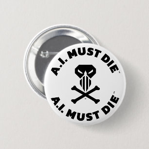 Botón de Pin con Logo de A.I. Must Die™ (Fuente Ne