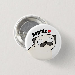 Botón de pin con nombre de pug personalizado, Pug