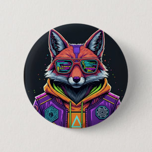 Botón de Pin Cyber Fox – Arte Animal de Streetwear