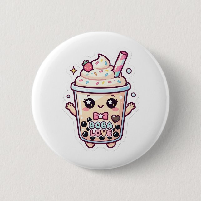 botón de pin de boba bubble tea kawaii lindo (Anverso)