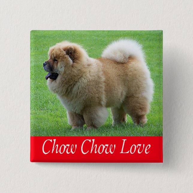 Botón de Pin de Cachorro Chow Chow Amor (Anverso)