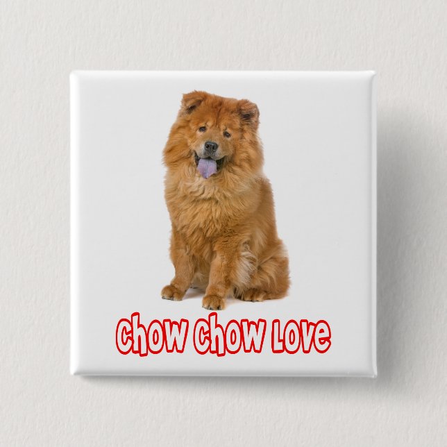 Botón de Pin de Cachorro Chow Chow Amor (Anverso)