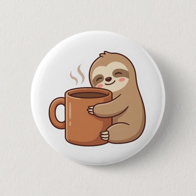 Botón de pin de café de perezoso de estado de ánim (Anverso)