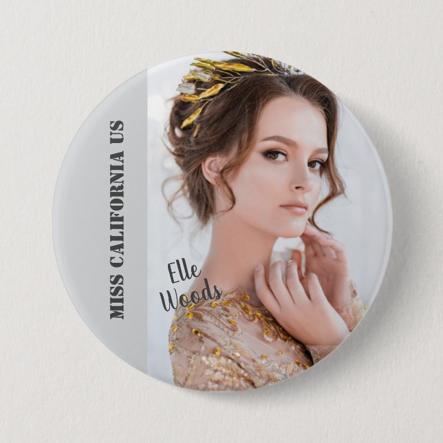 Botón de Pin de Concurso de Belleza - Texto Oscuro (Anverso)