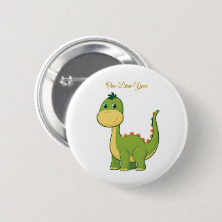 Botón de Pin de Cumpleaños de Dinosaurio Adorable