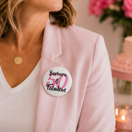 Botón de pin de cumpleaños personalizado 50 y fabu