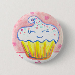 Botón de Pin de Cupcake Feliz de San Valentín
