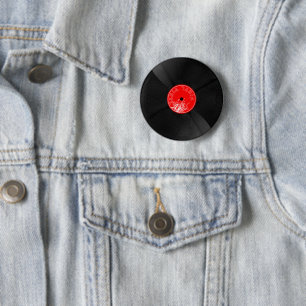 Botón de pin de disco de vinilo realista
