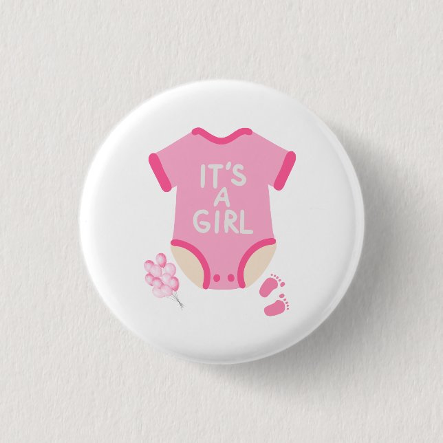 Botón de Pin de Dulce Baby Shower de una Niña (Anverso)