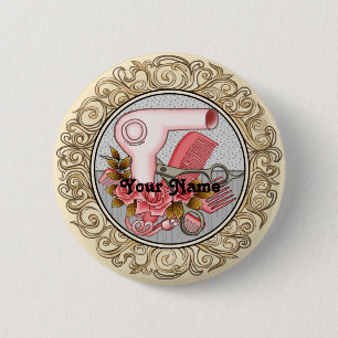 Botón de pin de esteticista de Rosas Elegantes