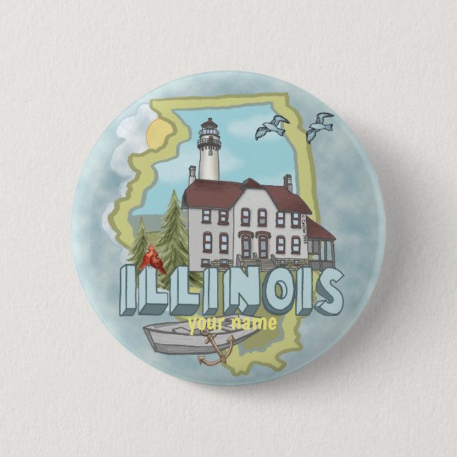 Botón de pin de Faro de Illinois (Anverso)