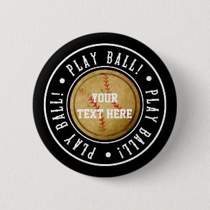 Botón de PIN de fiesta de PELOTA de béisbol negro