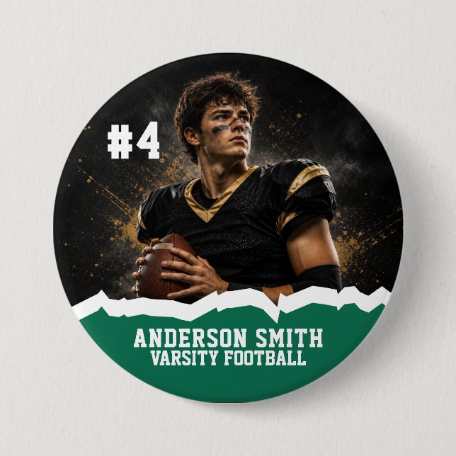 Botón de Pin de Fútbol Varsity con Foto Personaliz (Anverso)