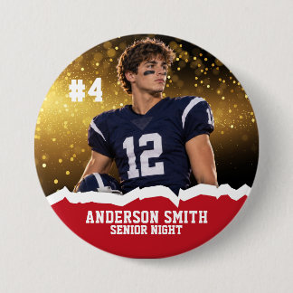 Botón de Pin de Fútbol Varsity con Foto Personaliz