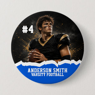 Botón de Pin de Fútbol Varsity con Foto Personaliz
