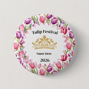 Botón de Pin de la Realeza del Festival de Tulipan
