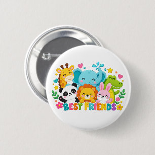 Botón de Pin de Mejores Amigos de Animales de la J