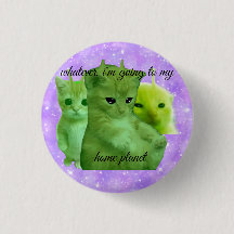 botón de pin de meme de gatito alienígena verde li