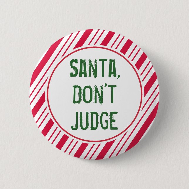 Botón de Pin de Navidad de Santa Divertido (Anverso)
