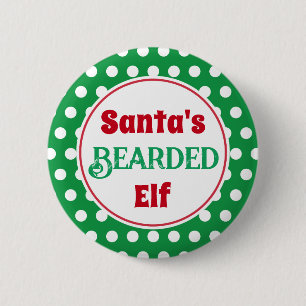 Botón de Pin de Navidad del Elfo Barbudo Divertido