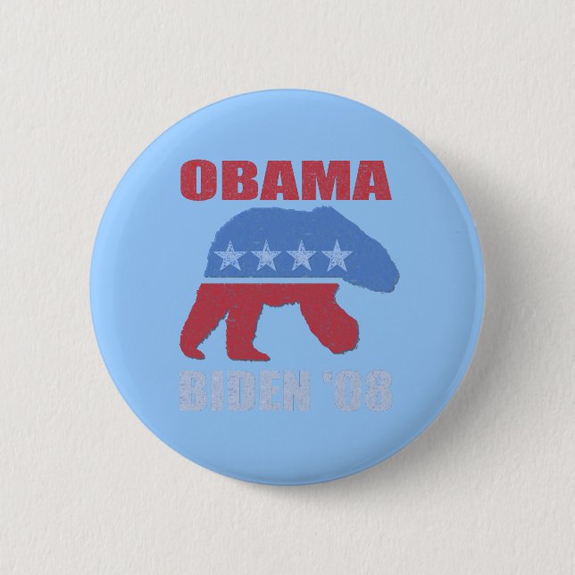 Botón de Pin de Obama Biden '08 Oso Polar (Anverso)