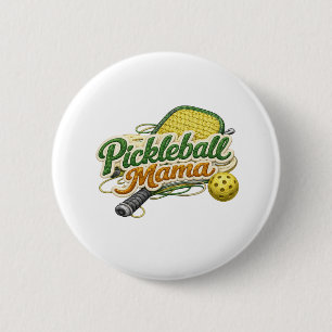 Botón de Pin de Pickleball Mama Retro para el Día 