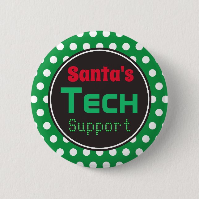 Botón de Pin de Soporte Técnico de Santa Navidad (Anverso)