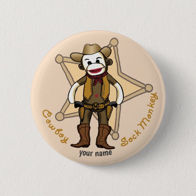 Botón de pin de vaquero de mono de calcetín (Anverso)