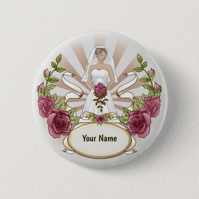 Botón de pin del Boda de novia amoroso (Anverso)