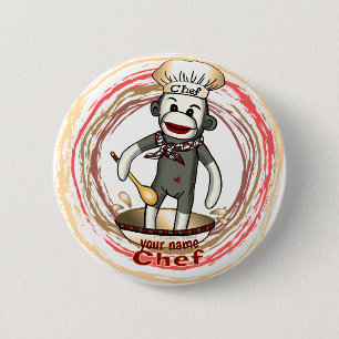 Botón de pin del chef mono de calcetín