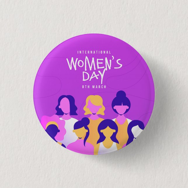 Botón de pin del día internacional de la mujer púr (Anverso)