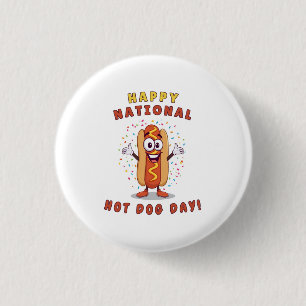 Botón de Pin del Día Nacional del Hot Dog Quirky