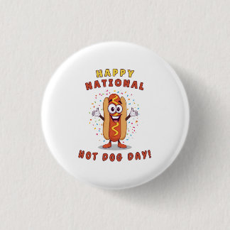 Botón de Pin del Día Nacional del Hot Dog Quirky