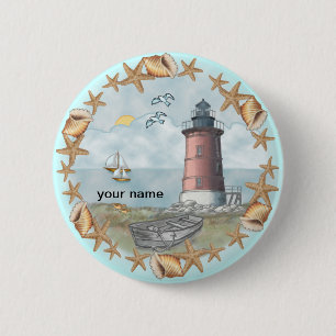 Botón de pin del faro de Delaware Shells